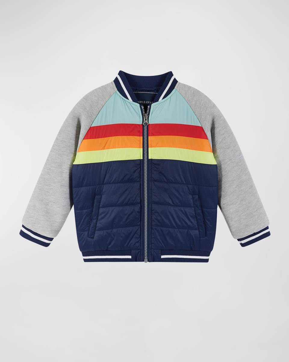 Girl's Striped Combo Bomber Jacket, Size 2T-8